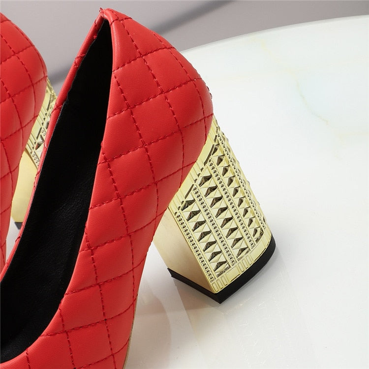 High-end %100 Genuine Leather Crystal Bling Luxury High Heels