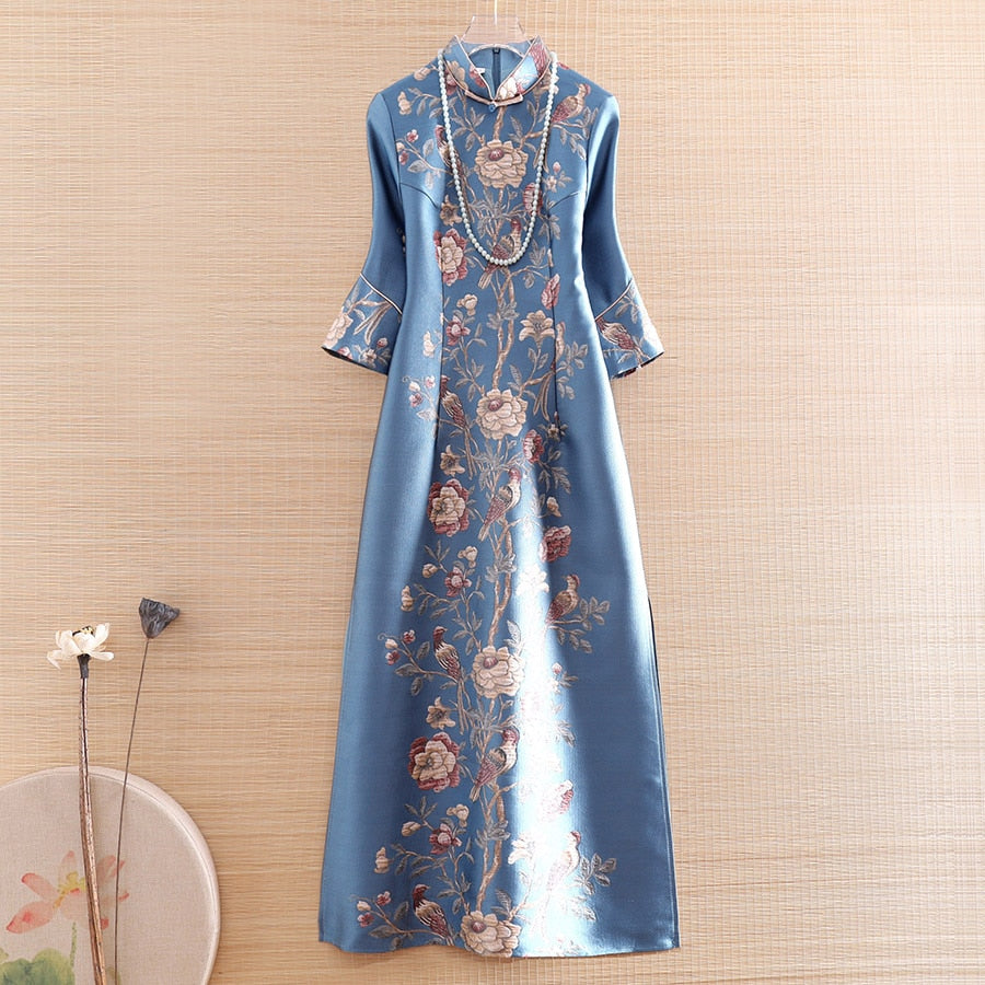 High-end Chinese Style Jacquard Vintage Royal Dress - GORGEOUS 271, LLC 