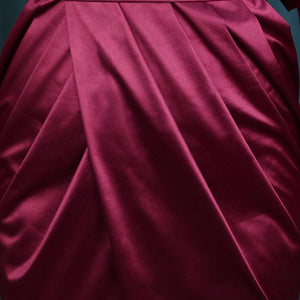 Plus Size V Neck High Waist Vintage Split Burgundy Dress - GORGEOUS 271, LLC 