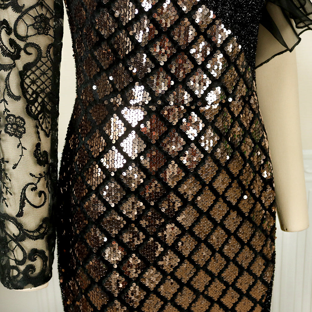 High-end Sequined Shiny Stylish Lace Dress - GORGEOUS 271, LLC 