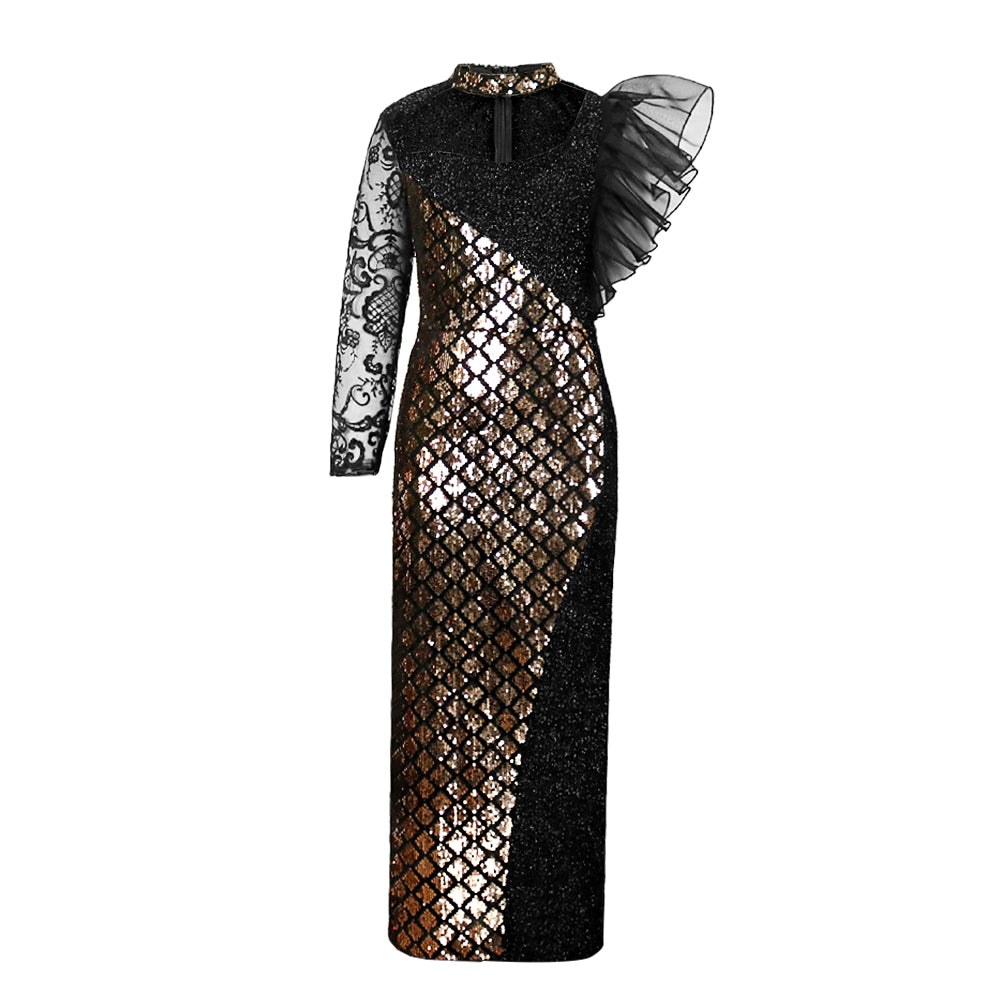 High-end Sequined Shiny Stylish Lace Dress - GORGEOUS 271, LLC 