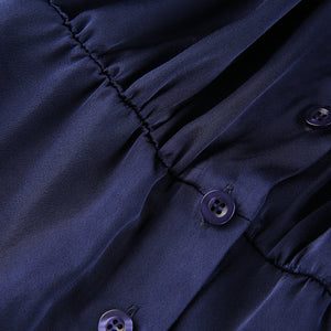 Elegant Solid Satin Turn-Down Long Sleeve Mini Dress - GORGEOUS 271, LLC 