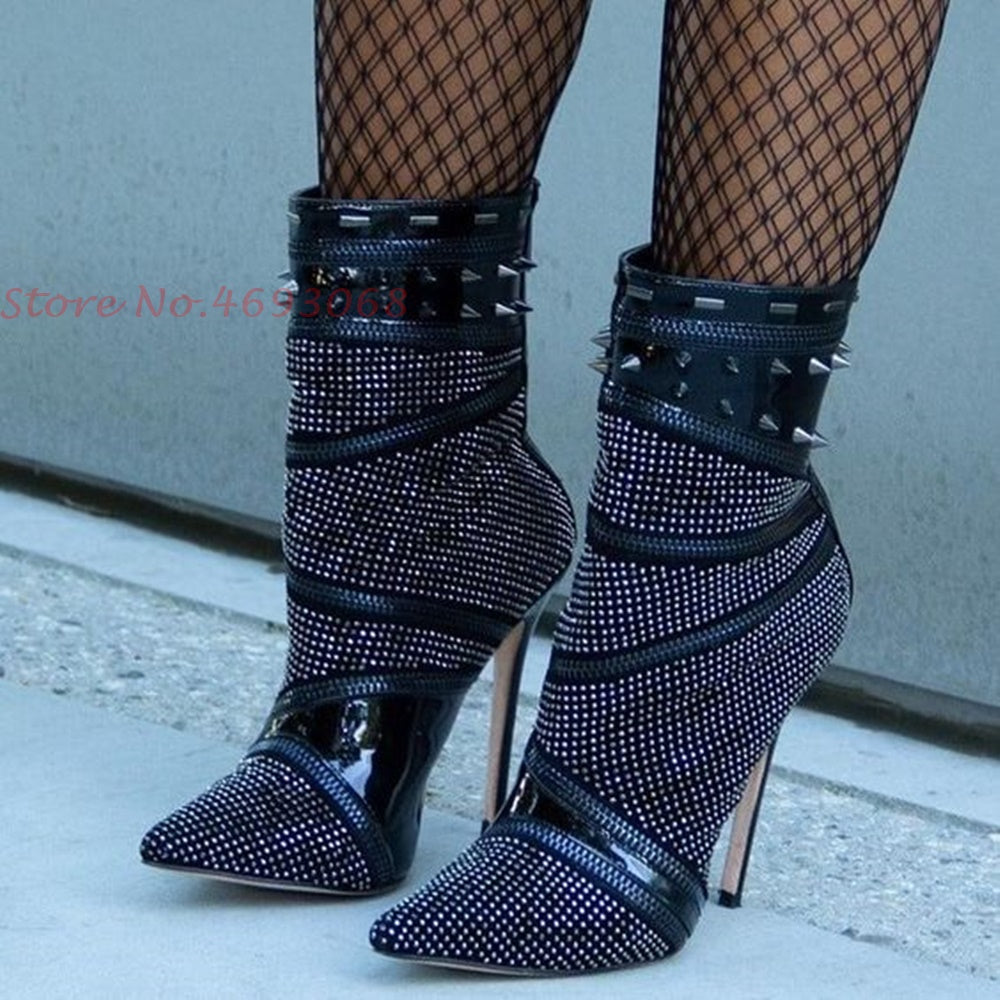 High-Fashion Crystal Ankle British Style Designer High Thin Heels - GORGEOUS 271, LLC 