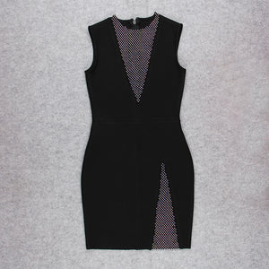 High-end Shiny Fishnet Sleeveless Mini Elegant Dress - GORGEOUS 271, LLC 